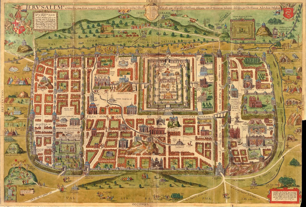 Adrichom, map of Jerusalem, Cologne, 1584,  NLI